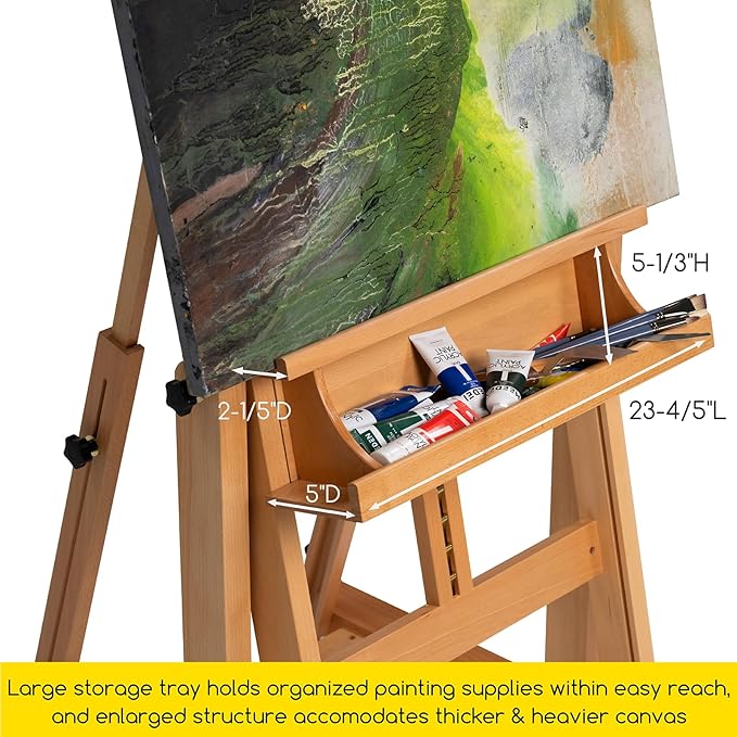 MEEDEN Enlarged Heavy-Duty H-Frame Easel: Artist Solid Beech Wooden Studio Easel - Image 5