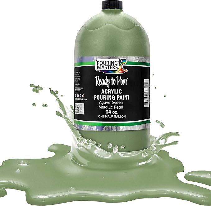 Pouring Masters Agave Green Metallic Pearl Ready to Pour Acrylic Pouring Paint by USArtSupply