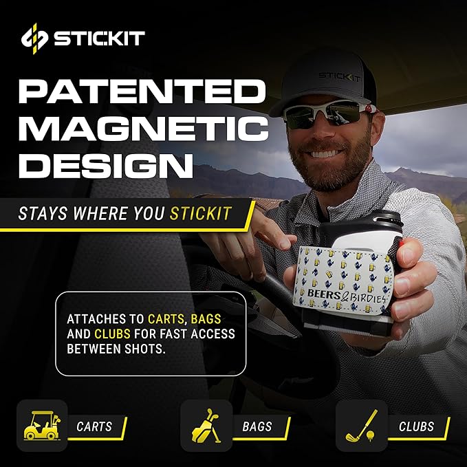 STICKIT Magnetic Rangefinder Strap | Strong Magnet Securely Holds to Golf Carts and Golf Clubs for Easy Access | Slim, Form Fitting, Size Adjustable