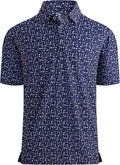 Alex Vando Mens Golf Shirt Moisture Wicking Quick-Dry Print Performance Polo Shirts for Men