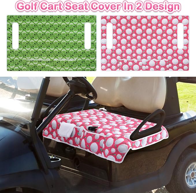 2 Pack Golf Cart Seat Covers Funny Seat Towel Blanket with 2 Large Front Pockets & Non Slip Backing Universal Fit for 2 Person Golf Cart 52" x 30"