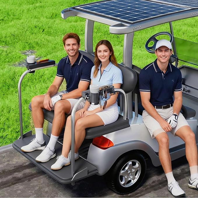 2026 Upgraded Golf Cart Armrest with Cup Holder Rear Seat Arm Rest, Universal Fit for EZGO/Yamaha/Star/Club Car, Golf Cart Arm Bracket with Phone Holder, Fit 0.75''-1.75'' Round/Square Tube
