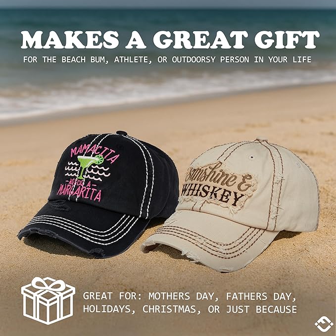 Funky Junque Distressed Vintage Baseball Cap - Embroidered Patch Women's Hat - Holiday, Lifestyle & Patriotic Designs