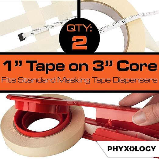 No-Residue 1 Inch, 60 Yard Masking Tape 2 Pk. Easy-Tear, Pro-Grade Removable - Image 2