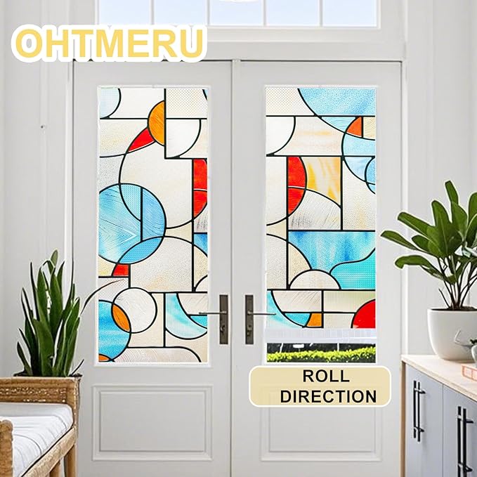 3D Stained Glass Window Privacy Film, Heat Control UV Blocking Static Cling - Image 6
