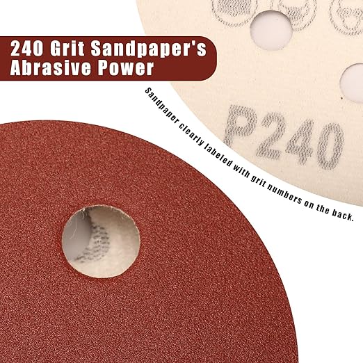 240 Grit 5 Inch Sanding Discs Hook and Loop Sandpaper - Image 2