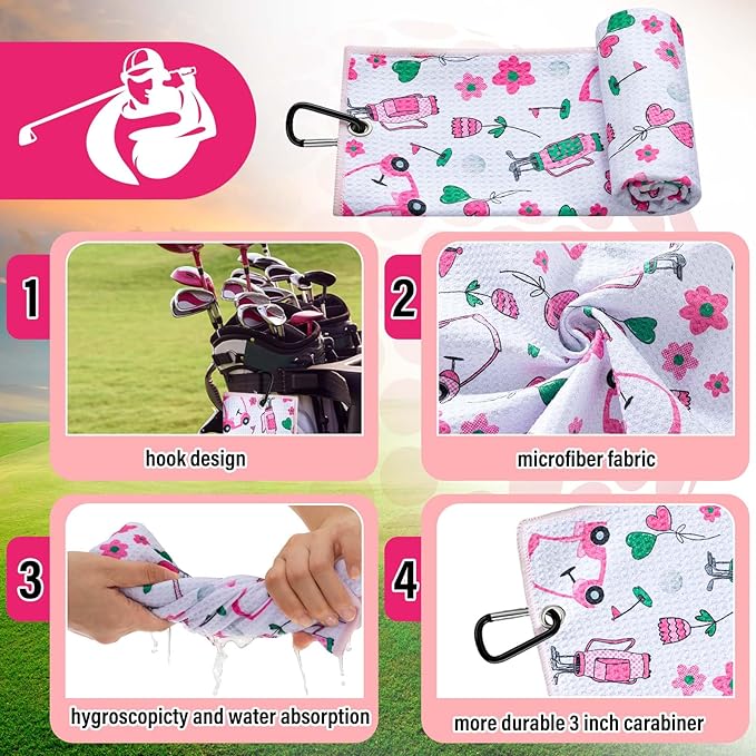 Liliful 12 Pcs Golf Accessories Kit, Include Golf Ball Bag with Hook Towel Tees Magnetic Ball Marker Divot Tool Cleaner Brush for Women Man Gifts