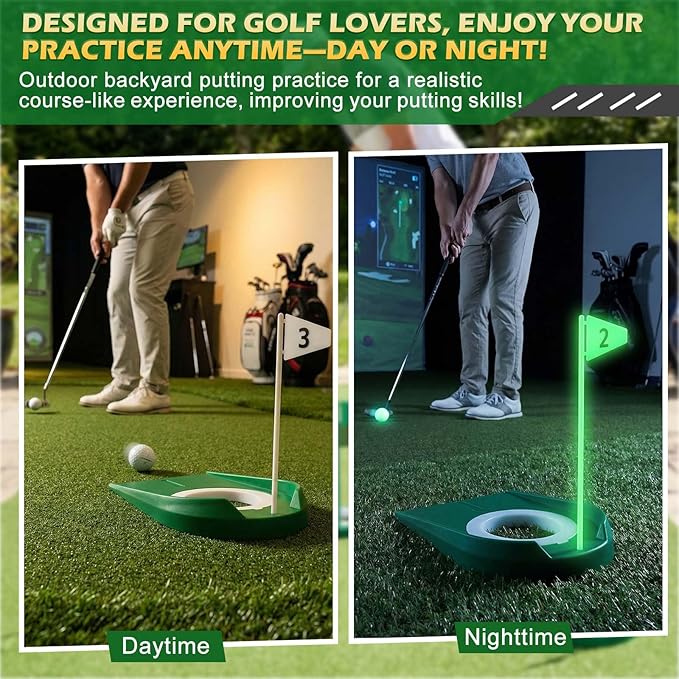 Sotiff Golf Putting Practice Cup Hole Training Aids Golf Accessories Training Putters with Plastic Flag for Adult Office Garage Yard Indoor Outdoor Practice