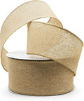 CT CRAFT LLC Burlap Fabric Wired Ribbon 3" x 20 Yards Natural Color by CTCRAFTLLC