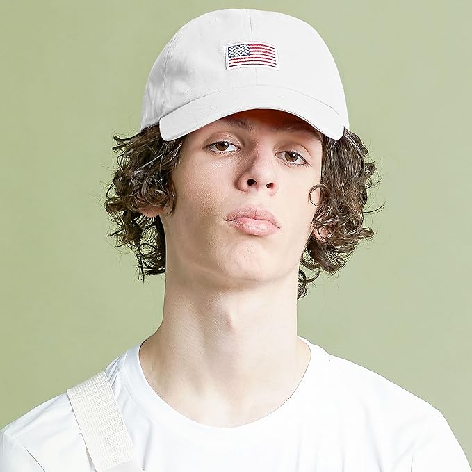 USA Flag & Embroidery Premium 100% Cotton Low Profile Adjustable Baseball Dad Cap