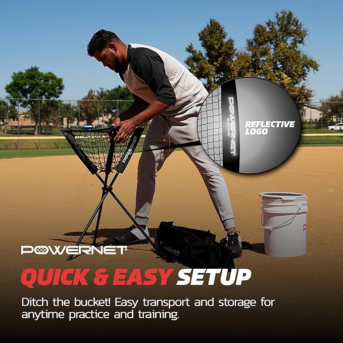 PowerNet Baseball Softball Portable Ball Caddy, Holds Bucket of Baseballs, Softballs, Tennis Balls, Use During Batting Practice Training and Drills