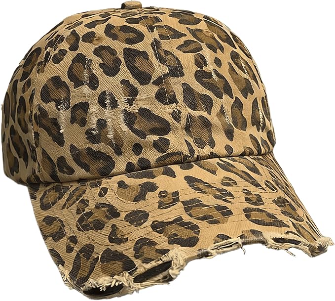 Baseball Hats for Women Men Adjustable Leopard Print Dad Trucker Hat Cotton Sun Protection Caps Sports Golf Medium