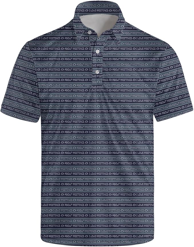 Golf Polo Shirts for Men Funny Print Short Sleeve Golf Shirts Performance Golf Polos