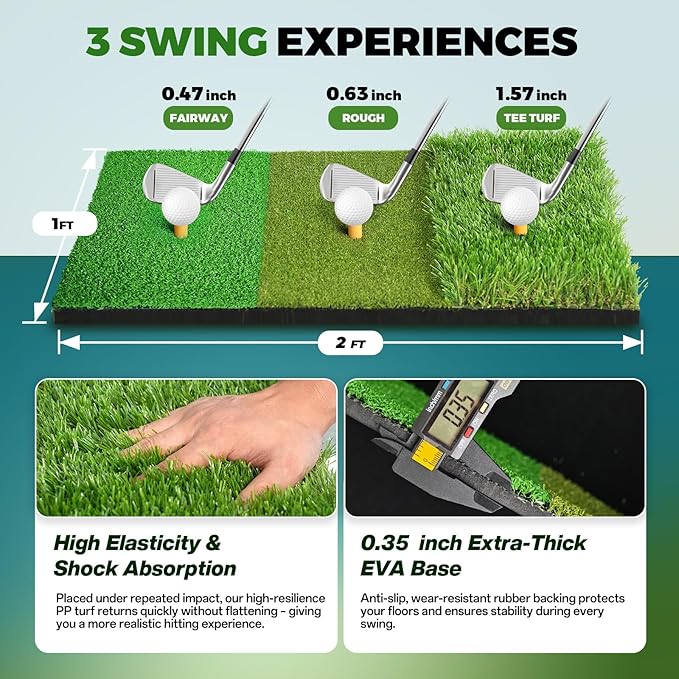 Golf Net 10x7FT All-in-One with Tri-Turf Practice Mat, Ball, Target & Carry Bag, Backyard & Indoor Outdoor Golf Hitting Net for Driving, Chipping, Swing Training, Golf Gift for Men, Dad, Him, Golfer