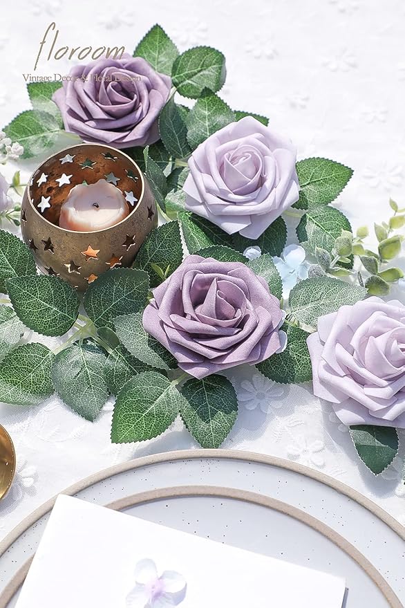 Floroom Artificial Flowers 50pcs Real Looking Lavender African Violet Purple - Image 5