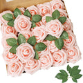 AmyHomie Artificial Flower Blush Pink Rose 25pcs Real Looking Fake Roses w/Stem by AmyHomie