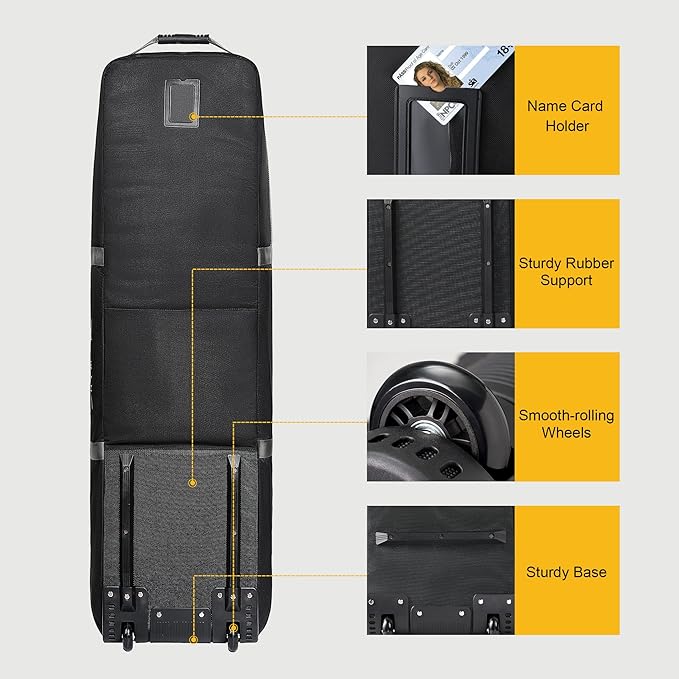 GoHimal Golf Travel Bag with Wheels, 1200D Heavy Duty Oxford Fabric Golf Travel Case for Airlines