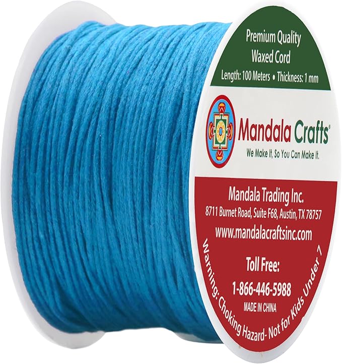 Mandala Crafts 1mm 109 Yards Light Blue Cotton Waxed Cord - Image 2
