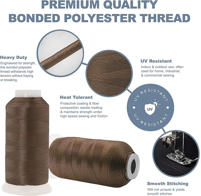 Mandala Crafts Coyote Brown Heavy Duty Thread -1500 Yds Tex 90 Thread - Image 3