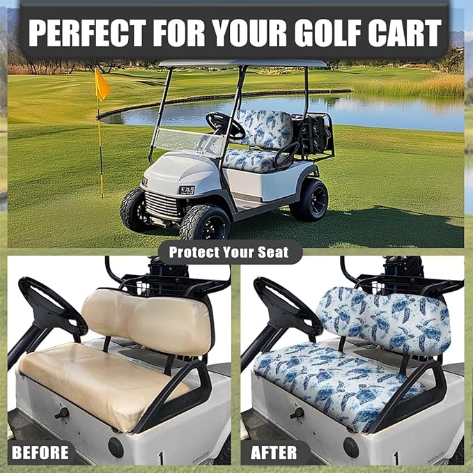 Yewatlles Sea Turtle Pattern Glacier Cart Seat Covers for Club Car,Golf Carts Ordinary Front Seats,Breathable Washable Polyester Cloth Renew Your Golf Cart