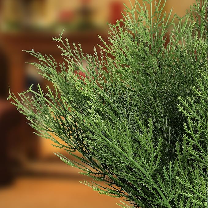 Hananona 40 Pcs Artificial Cedar Picks Faux Cedar Branches Fake Cypress Stems - Image 6