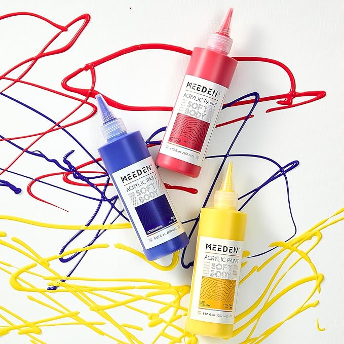 MEEDEN Orange Red Acrylic Paint: Matte Finish 250ml/8.45oz Soft Body Bulk - Image 8