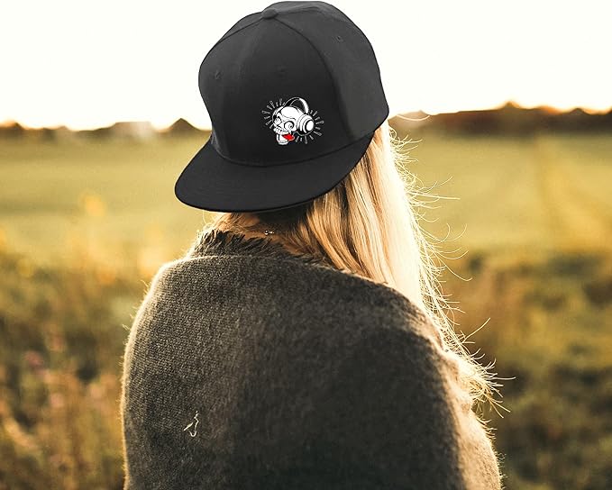 Skull Finger Flat Bill Hats for Men Black Mens Snapback Hat Baseball Cap Fitted Hat Rock N Roll Skeleton Hand Snap Backpack