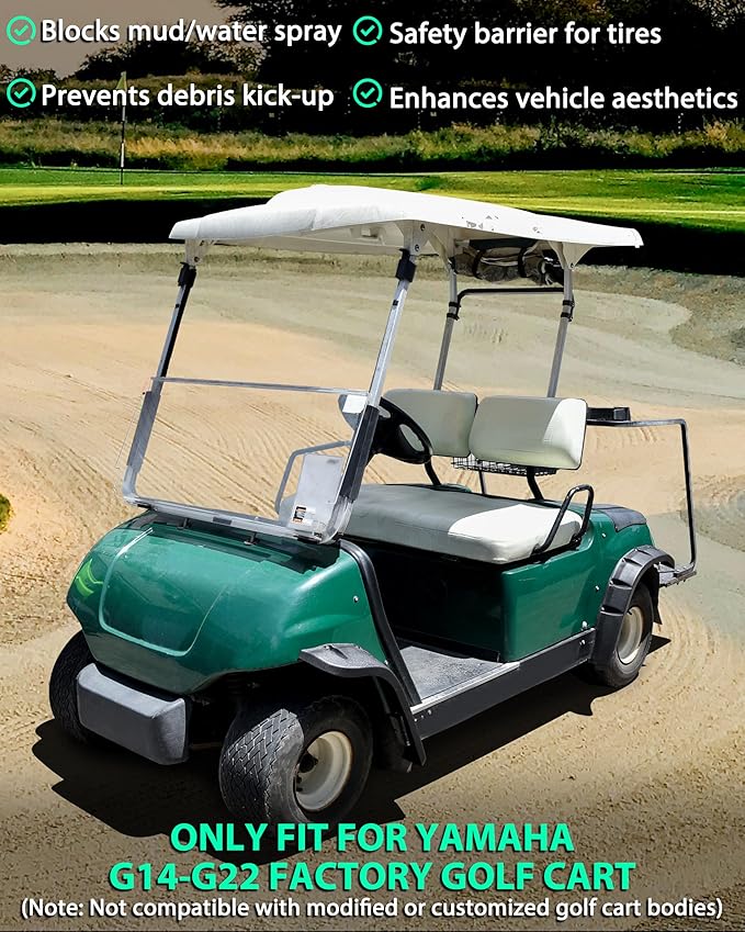 Fender Flares for Yamaha Golf Cart G14 G16 G19 G20 G22 Accessories, Front Rear One-Piece Mud Flups Mud Guards for Yamaha Standard and Unmodified G14-G22 Golf Carts Bodies Only, 4PCS