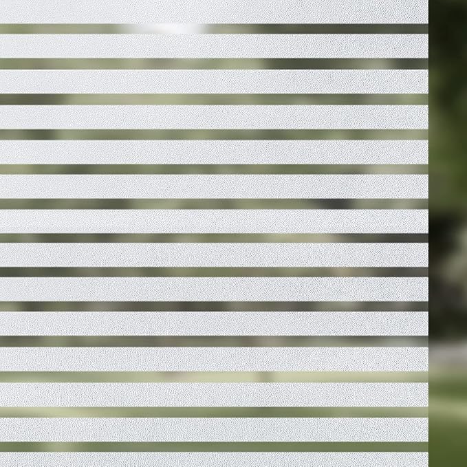 Qualsen Window Films Privacy Frosted Stripe Window Film Blinds Windows Privacy by Qualsen