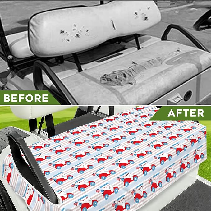 Golf Cart Seat Covers Club Car Golf Cart Accessories for Men Women Golf Carts Seat Towel Blanket 2-Seat Golf Cart Decorations