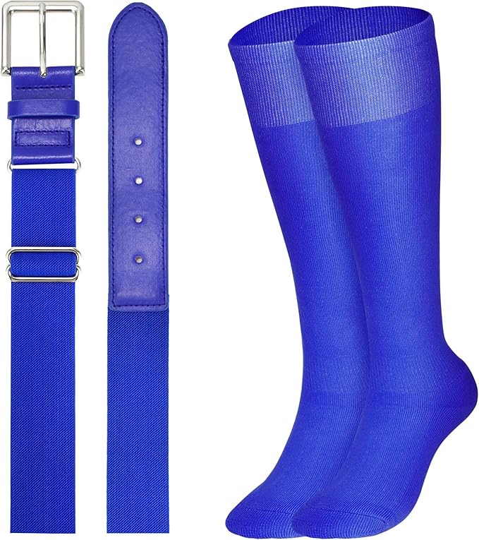 XZQTIVE Baseball Softball Socks and Baseball Softball Belt Combo Set Knee-High Soccer Socks for Kids Youth Adult