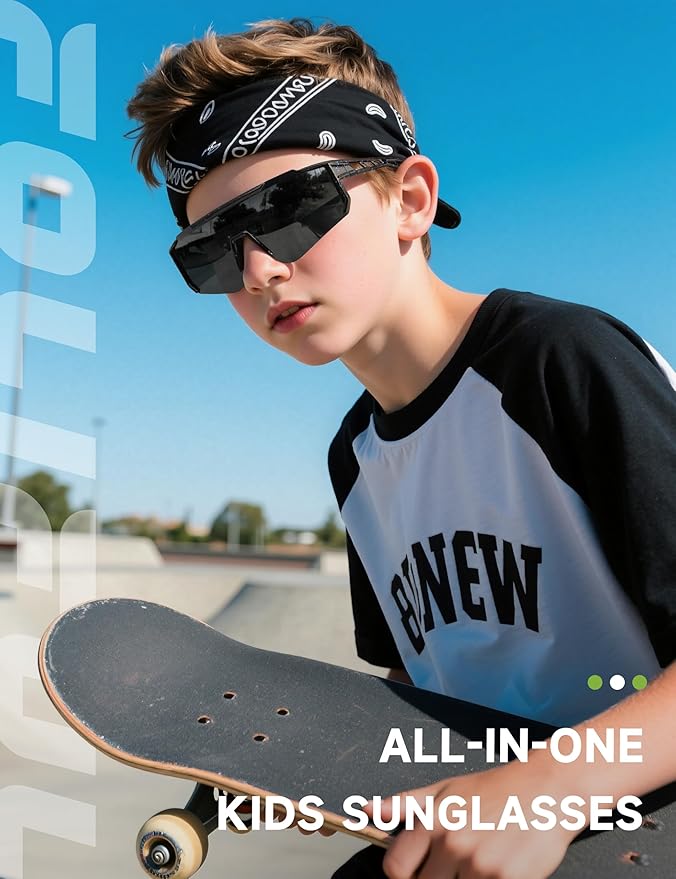 Kids Polarized Baseball Sunglasses - Youth Softball Cycling Sports Sunglasses for Boys Girls Ages 3-12 UV Protection
