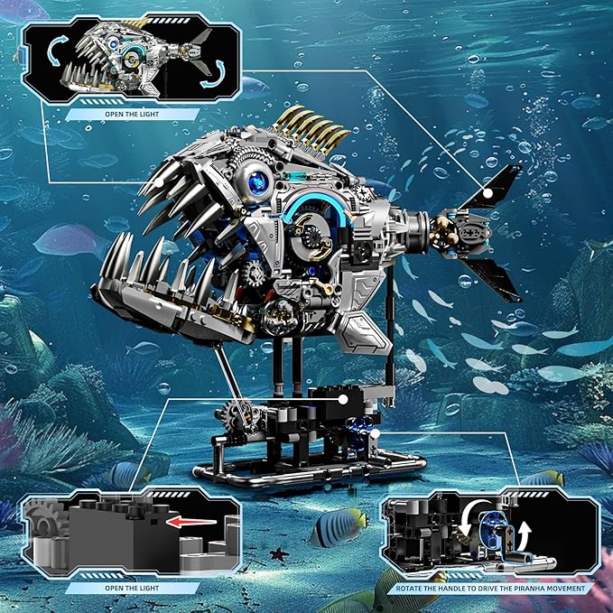 Mechanical Piranha Building Sets, Ocean Animal Collection Toy, Adults Home or - Image 3