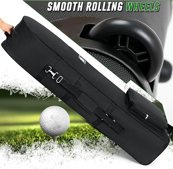 DAREKUKU Golf Travel Bags for Airlines with Adjustable Support Rod and Detachable Shoulder Straps, Hard case Top Soft Foldable Golf Club Travel Covers