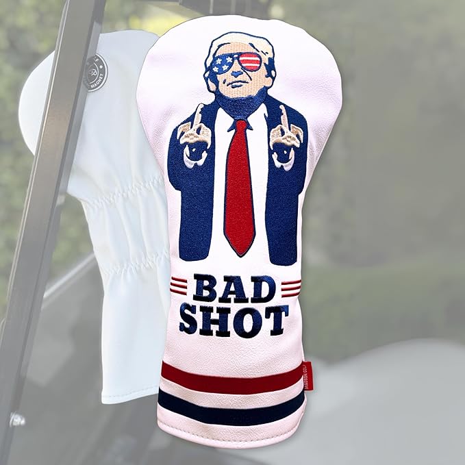 The Original USA Funny Golf Head Covers Trump Bad Shot Driver Fairway Wood Putter Headcover with Madson Golf Cart Magnet for securing Golf Head Cover, Donald Trump Merchandise, Dad Gifts for Birthday