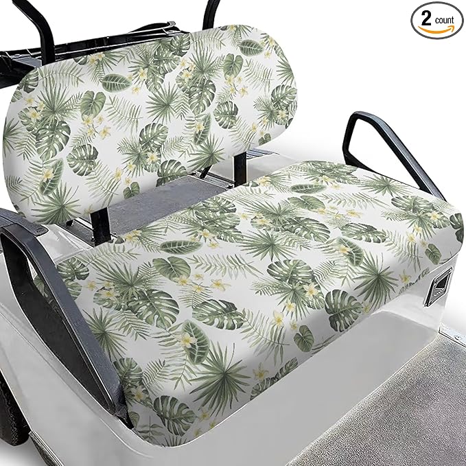 Suobstales Golf Cart Front and Rear Seat Cover Set for EZGO TXT RXV & Club Car DS 2 Passenger, Washable Bench Seat Covers Kit