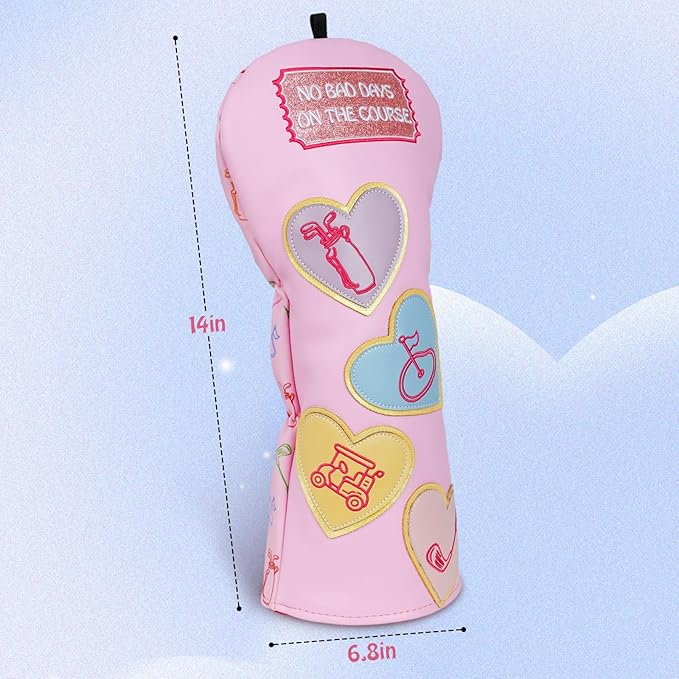 mytag Golf Head Covers Pink, No Bad Days On The Course Golf Club Covers Driver Fariway Hybrid Headcover for Women Girls