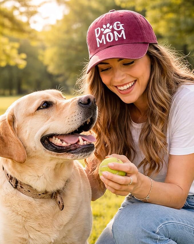Waldeal Women's Embroidered Dog Mom Hat Adjustable Denim Baseball Cap