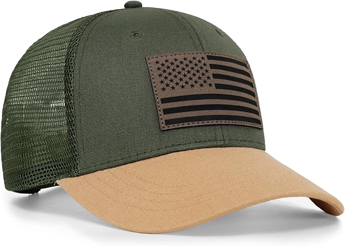 American Flag Trucker Hat - Snapback Hats for Men Women Baseball Cap - Breathable Mesh & Adjustable Fit for Casual Wear