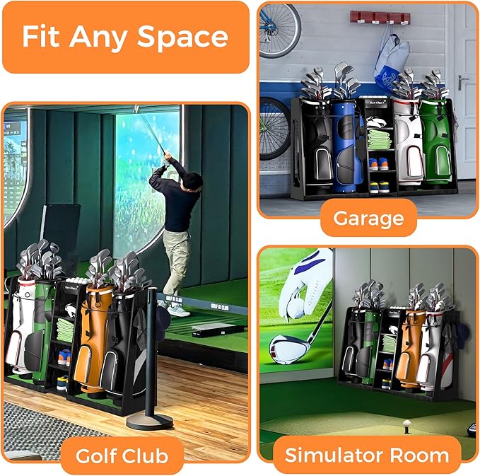 SuniBoxi Wooden Golf Storage Organizer for Garage, Premium Golf Bag Holder Rack for Golfing Accessories, Great Gift for Golfers,Husband, Dad