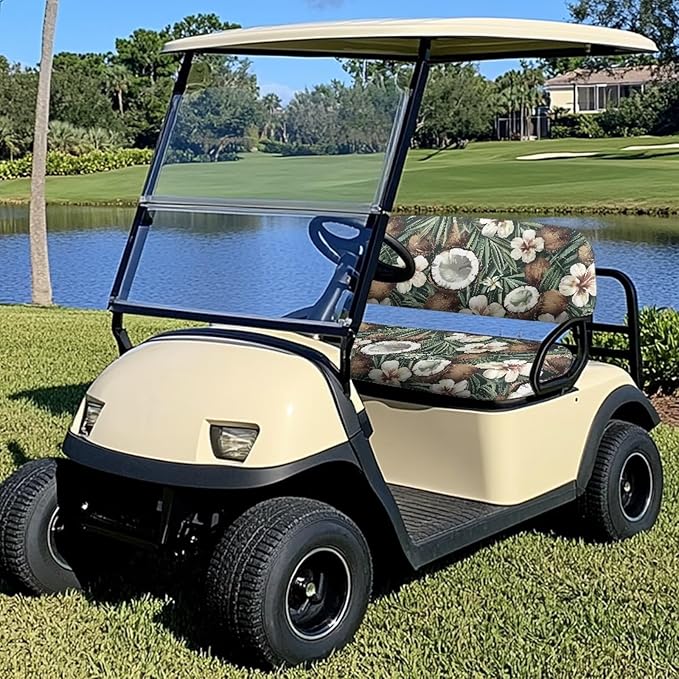 Yewatlles Tropical Coconut Golf Cart Seat Cover, Golf Cart Seat Towel Blanket Suitable for All 2-Seater Carts, Golf Cart Seat Towel Golf Cart Seat The Seat Clean