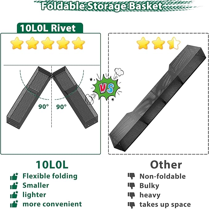10L0L Golf Cart Inner Storage Utility Basket-Premium Steel Anti-Rust Suitable for Golf Cart Club Car Tempo Front Dash Storage Tray Organizer (Black)