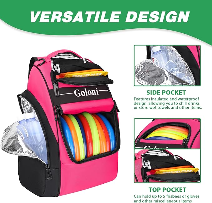 Disc Golf Bag Holds 23+ Discs,Durable Disc Golf Backpack with cooler compartment,Large Capacity Frisbee Bags