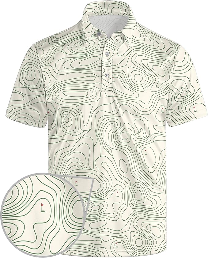 Golf Polo Shirts for Men Funny Print Short Sleeve Golf Shirts Performance Golf Polos