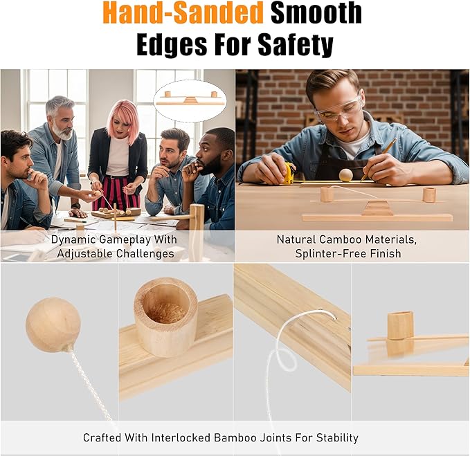 Ring Toss Game, Portable Wooden Tabletop Game - Image 7
