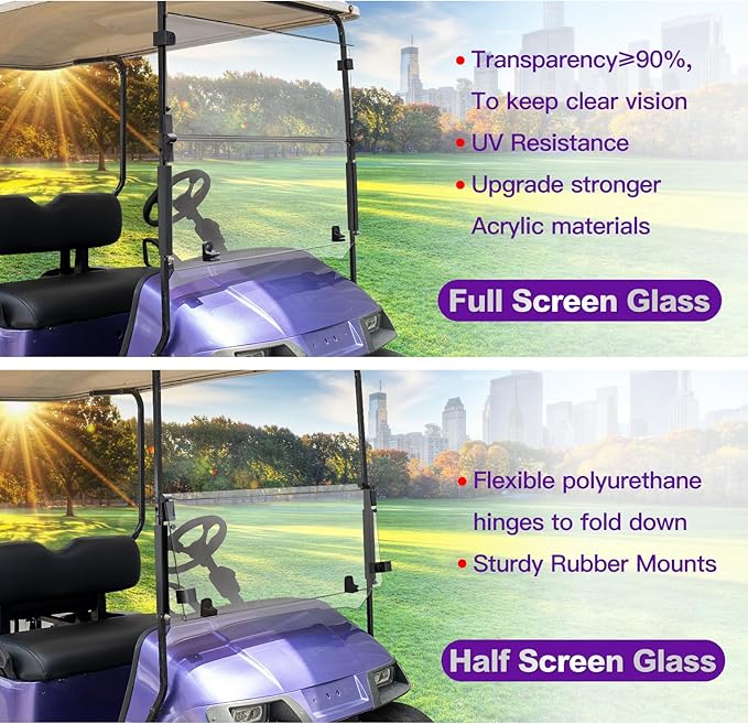 4.5mm Extra Thick Golf Cart Windshield for EZGO TXT 1995-2013 Models Gas and Electric, Acrylic, Transparent