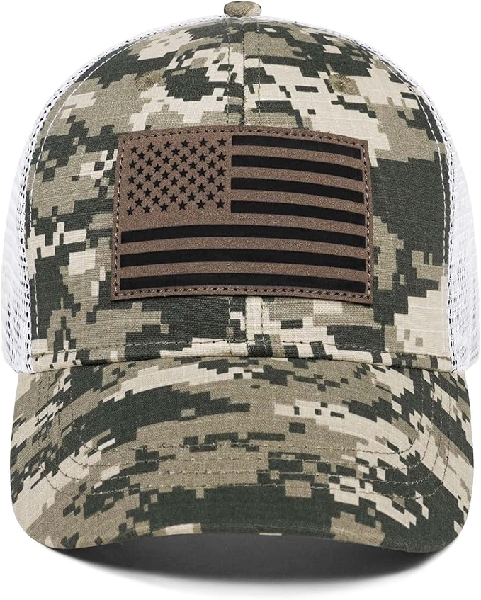 American Flag Trucker Hat - Snapback Hats for Men Women Baseball Cap - Breathable Mesh & Adjustable Fit for Casual Wear