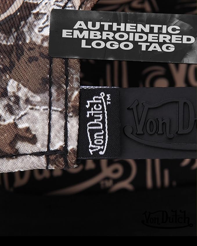 Von Dutch Men & Women’s Baseball Cap - Adjustable Snapback Canvas Hat with Curved Brim Structured Logo Patch Vintage Style