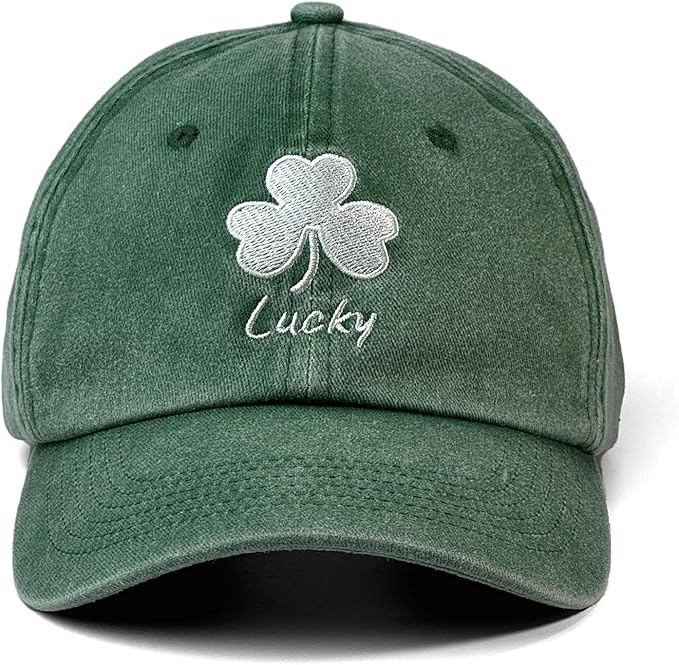 St Patricks Day hat Green Baseball Cap Shamrock Embroidered for man Women Funny