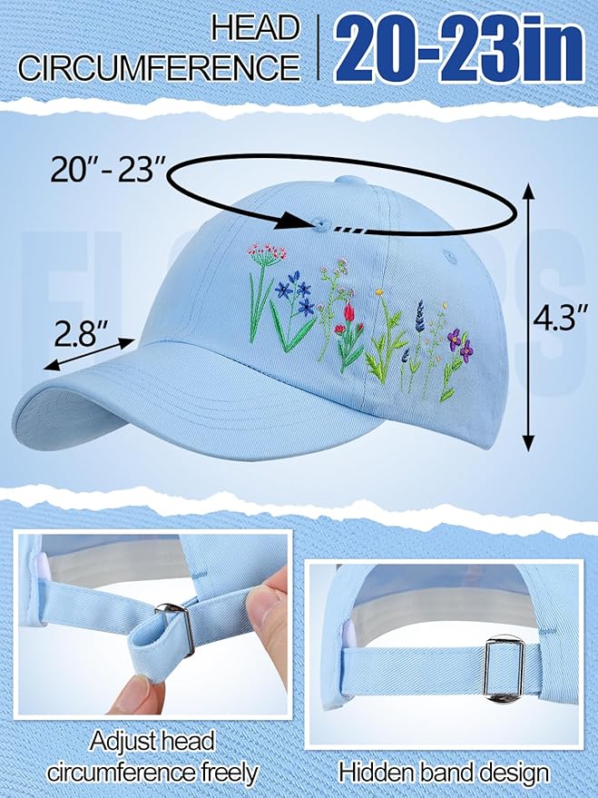 Biggun Trendy Embroidered Baseball Cap for Girls Women Men - Adjustable Soft Breathable Hats for Casual Wear